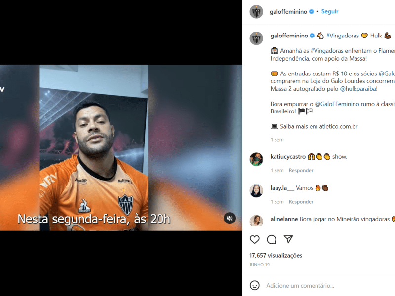 Crítica de mídia: Galo Feminino usa atletas do masculino em divulgação de jogo no&nbsp;Instagram